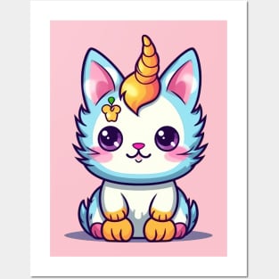 Baby cat unicorn Posters and Art